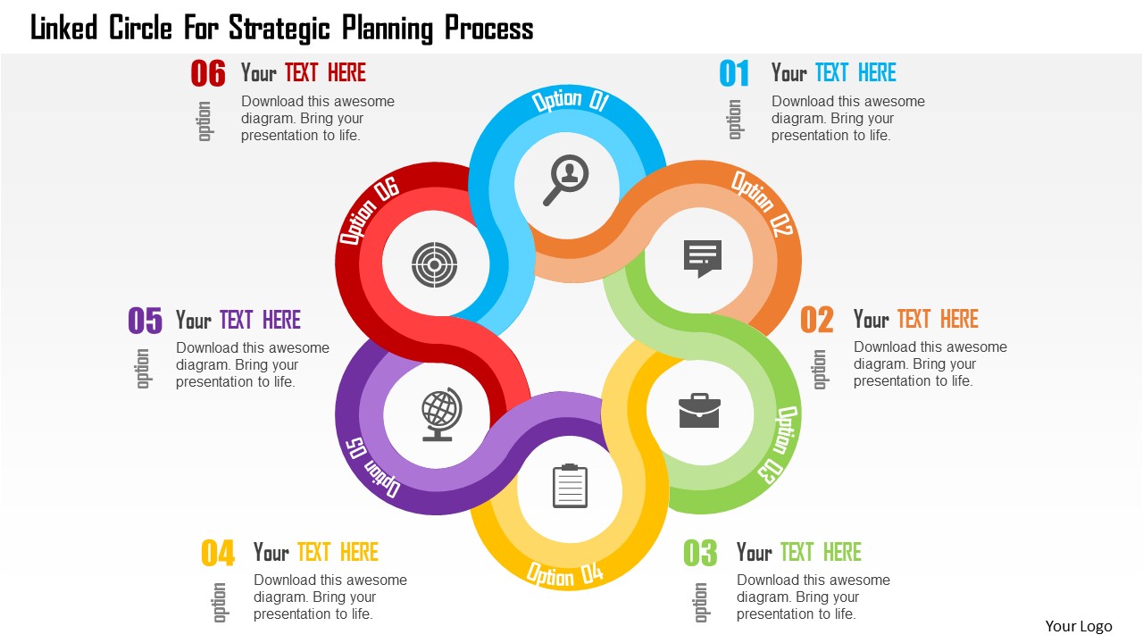 Business Diagram Linked Circle For Strategic Planning Process Presentation Template