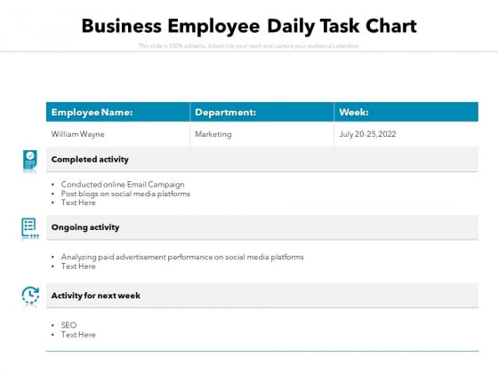 Business Employee Daily Task Chart Ppt PowerPoint Presentation Styles Master Slide PDF Business Employee Daily Task Chart Ppt PowerPoint Presentation Styles Master Slide PDF