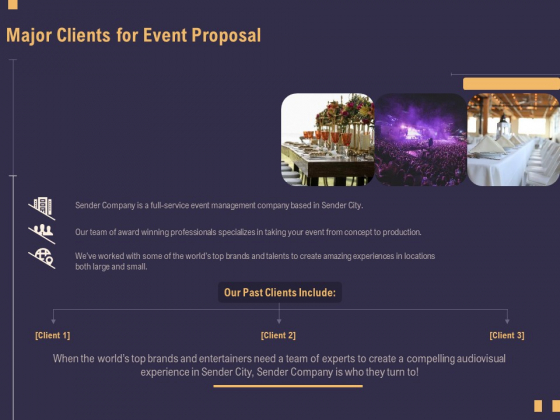 Business Event Planning Major Clients For Event Proposal Ppt Ideas Design Inspiration PDF Business Event Planning Major Clients For Event Proposal Ppt Ideas Design Inspiration PDF