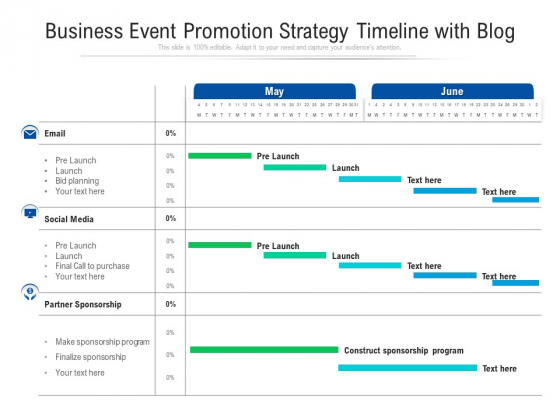 Business Event Promotion Strategy Timeline With Blog Ppt PowerPoint Presentation File Format Ideas PDF