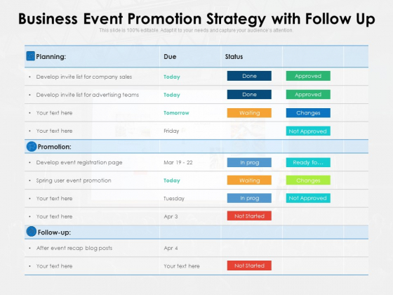 Business Event Promotion Strategy With Follow Up Ppt PowerPoint Presentation Gallery Slide Download PDF Business Event Promotion Strategy With Follow Up Ppt PowerPoint Presentation Gallery Slide Download PDF