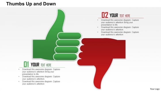 Business Framework Thumbs Up And Down PowerPoint Presentation