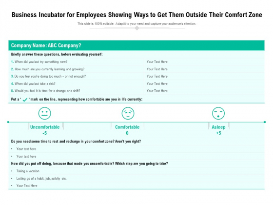 Business Incubator For Employees Showing Ways To Get Them Outside Their Comfort Zone Ppt PowerPoint Presentation Layouts Layout Ideas PDF Business Incubator For Employees Showing Ways To Get Them Outside Their Comfort Zone Ppt PowerPoint Presentation Layouts Layout Ideas PDF