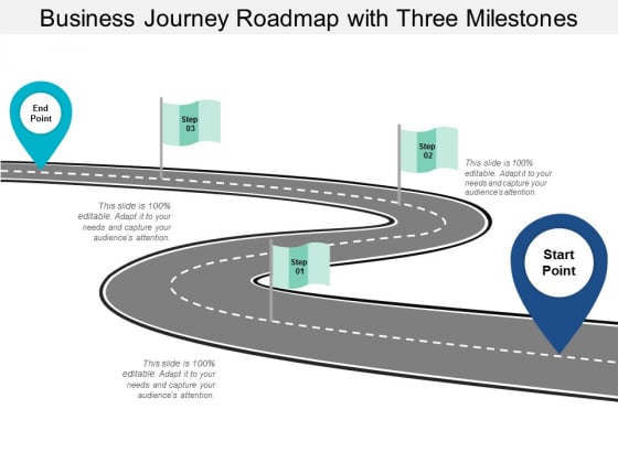 Business Journey Roadmap With Three Milestones Ppt Powerpoint Presentation Gallery Mockup