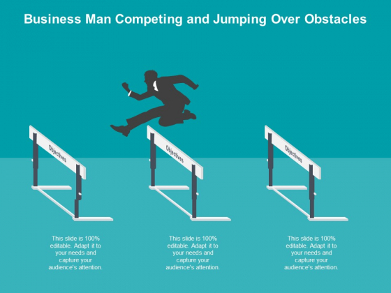 Business Man Competing And Jumping Over Obstacles Ppt PowerPoint Presentation Show Layouts