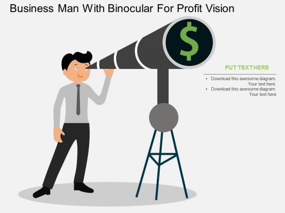 Business Man With Binocular For Profit Vision Powerpoint Template Business Man With Binocular For Profit Vision Powerpoint Template