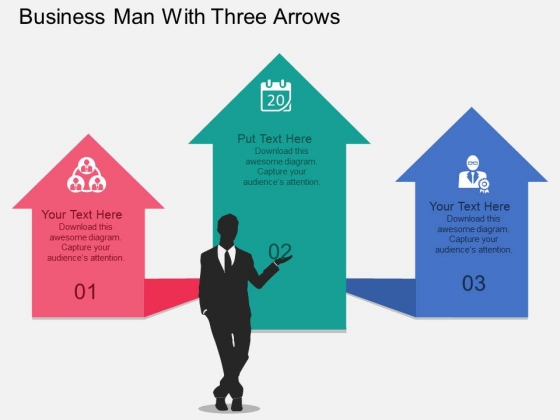 Business Man With Three Arrows Powerpoint Template Business Man With Three Arrows Powerpoint Template