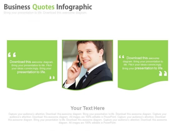 Business Man With Two Quotes Space Powerpoint Slides