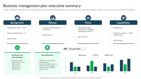 Business Management Plan Executive Summary Elements PDF