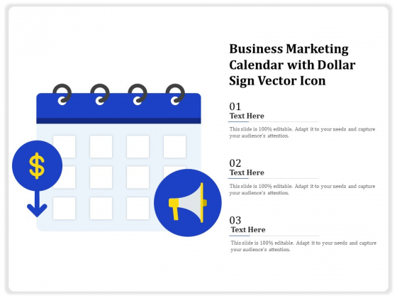 Business Marketing Calendar With Dollar Sign Vector Icon Ppt PowerPoint Presentation Gallery Clipart Images PDF