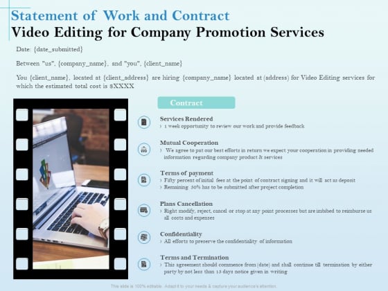 Business Marketing Video Making Statement Of Work And Contract Editing For Company Promotion Services Graphics PDF Business Marketing Video Making Statement Of Work And Contract Editing For Company Promotion Services Graphics PDF
