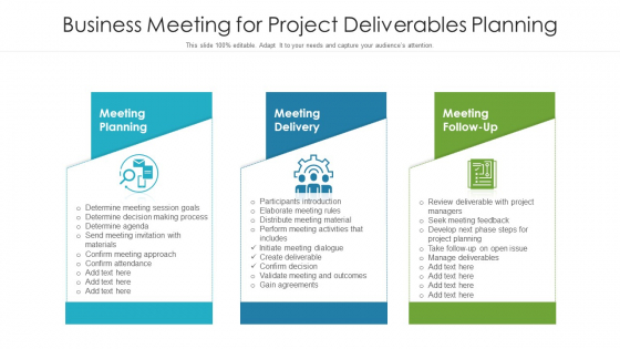 Business Meeting For Project Deliverables Planning Ppt Gallery Maker PDF