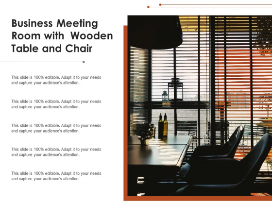 Business Meeting Room With Wooden Table And Chair Ppt PowerPoint Presentation File Slide Portrait PDF