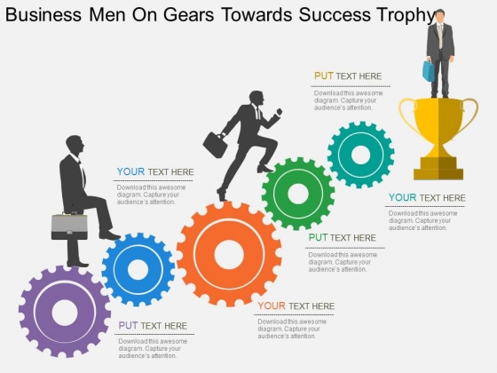 Business Men On Gears Towards Success Trophy Powerpoint Templates Business Men On Gears Towards Success Trophy Powerpoint Templates