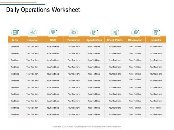 Business Operations Assessment Daily Operations Worksheet Ppt Portfolio Slide Portrait PDF