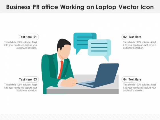 Business PR Office Working On Laptop Vector Icon Ppt PowerPoint Presentation Summary Elements PDF