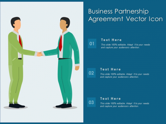Business Partnership Agreement Vector Icon Ppt PowerPoint Presentation Gallery Clipart Images PDF