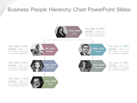 Business People Hierarchy Chart Powerpoint Slides
