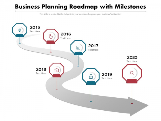 Business Planning Roadmap With Milestones Ppt PowerPoint Presentation Layouts Elements PDF