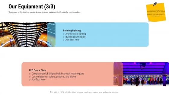 Business Portfolio For Event Management Enterprise Our Equipment Lighting Download PDF