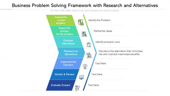 Business Problem Solving Framework With Research And Alternatives Professional PDF