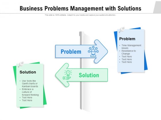 Business Problems Management With Solutions Ppt PowerPoint Presentation Gallery Layout PDF