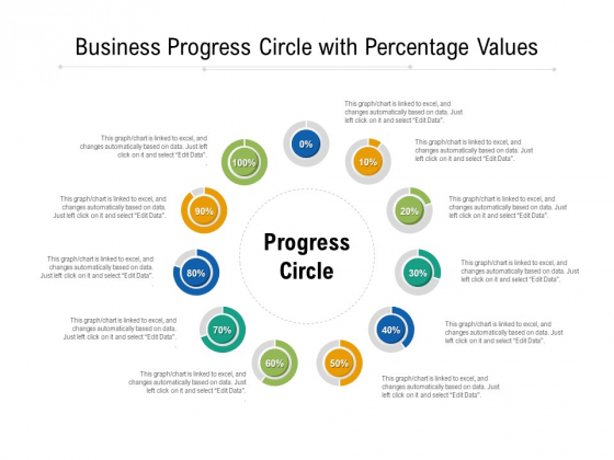 Business Progress Circle With Percentage Values Ppt PowerPoint Presentation File Backgrounds PDF