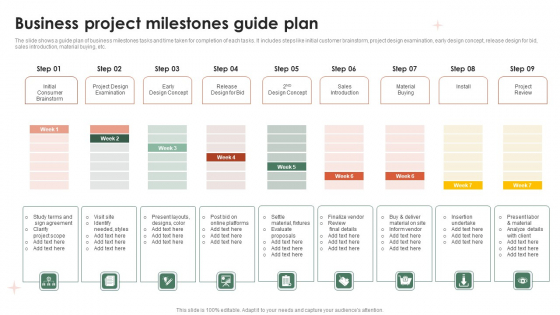 Business Project Milestones Guide Plan Ppt Styles Graphic Tips PDF