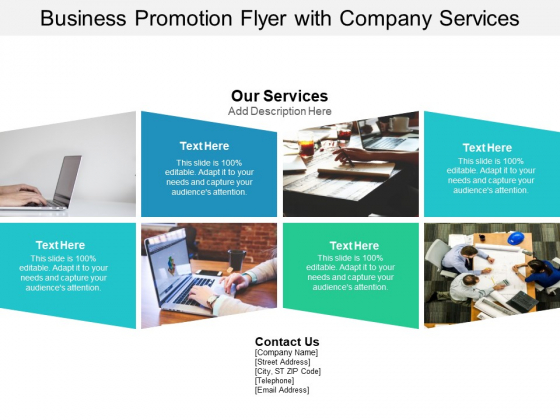 Business Promotion Flyer With Company Services Ppt PowerPoint Presentation Inspiration