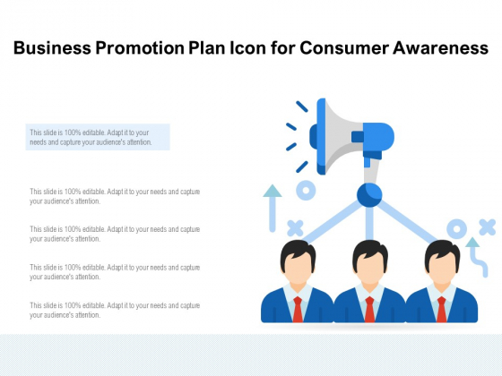 Business Promotion Plan Icon For Consumer Awareness Ppt PowerPoint Presentation File Graphic Images PDF