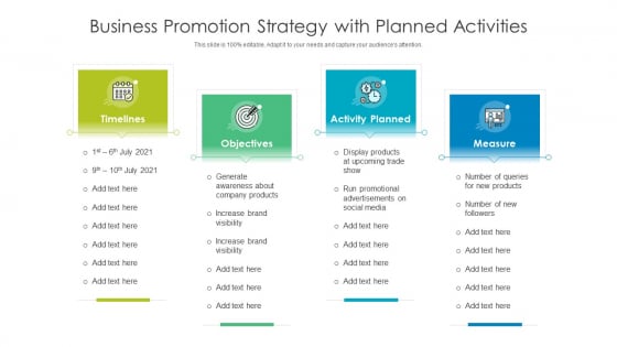 Business Promotion Strategy With Planned Activities Ppt Gallery Themes PDF Business Promotion Strategy With Planned Activities Ppt Gallery Themes PDF