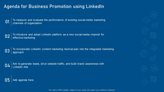 Business Promotion Using Linkedin Agenda For Business Promotion Using Linkedin Brochure PDF Business Promotion Using Linkedin Agenda For Business Promotion Using Linkedin Brochure PDF