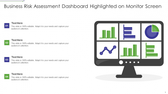 Business Risk Assessment Dashboard Highlighted On Monitor Screen Summary PDF