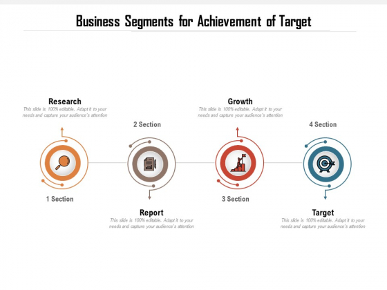 Business Segments For Achievement Of Target Ppt PowerPoint Presentation Gallery Mockup PDF