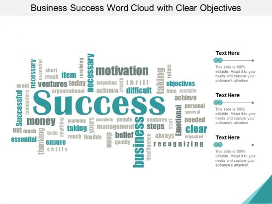 Business Success Word Cloud With Clear Objectives Ppt PowerPoint Presentation Layouts Deck