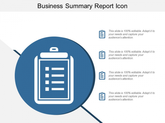 Business Summary Report Icon Ppt Powerpoint Presentation Styles Model