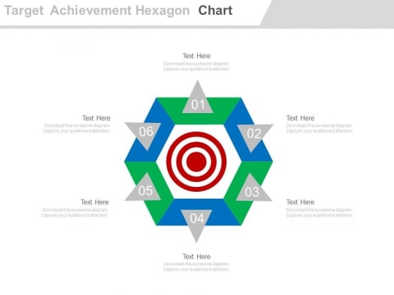 Business Target Achievement Hexagon Chart Powerpoint Slides