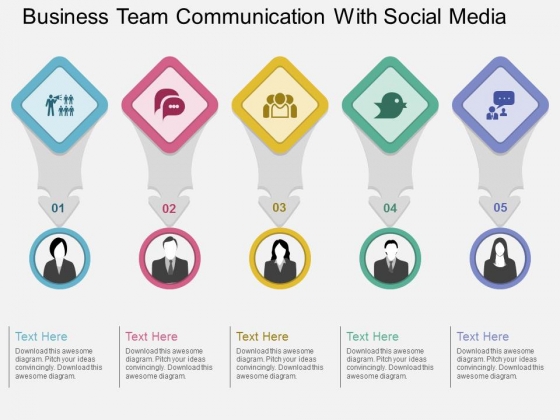 Business Team Communication With Social Media Powerpoint Template Business Team Communication With Social Media Powerpoint Template
