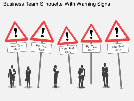 Business Team Silhouette With Warning Signs Powerpoint Templates Business Team Silhouette With Warning Signs Powerpoint Templates