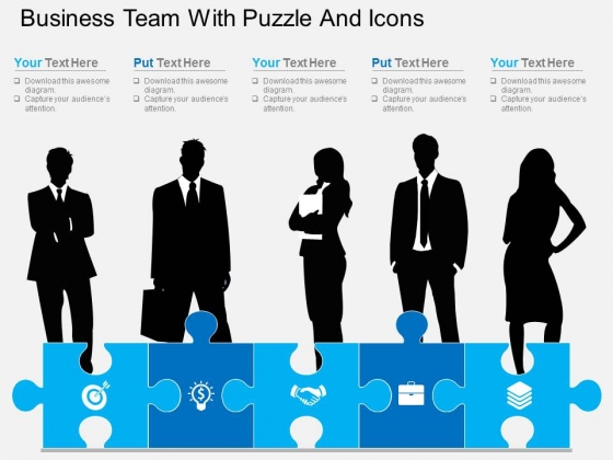Business Team With Puzzle And Icons Powerpoint Template Business Team With Puzzle And Icons Powerpoint Template