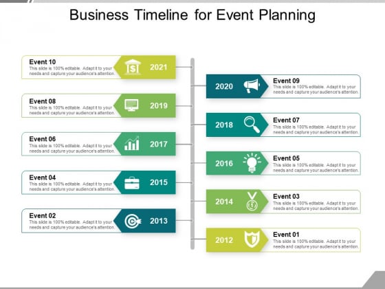Business Timeline For Event Planning Ppt PowerPoint Presentation File Skills PDF