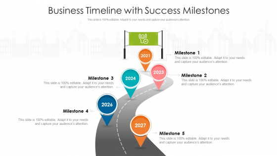 Business Timeline With Success Milestones Ppt Example 2015 PDF