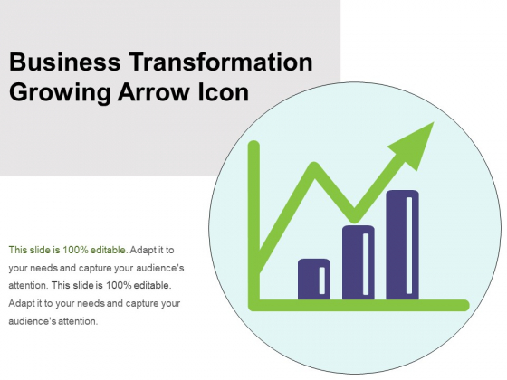 Business Transformation Growing Arrow Icon Ppt PowerPoint Presentation Infographics Layout PDF