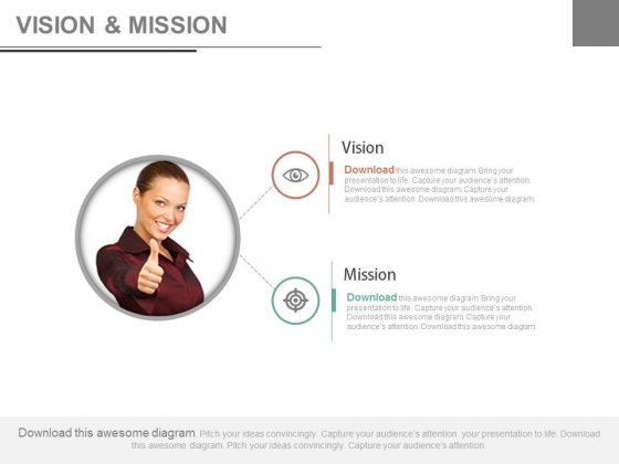 Business Woman With Vision And Mission Powerpoint Slides