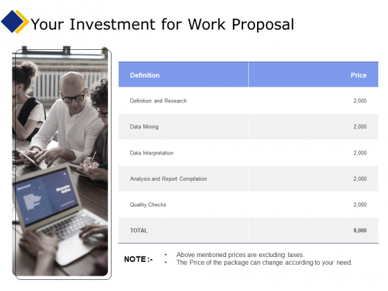 Business Your Investment For Work Proposal Ppt Summary Styles PDF Business Your Investment For Work Proposal Ppt Summary Styles PDF