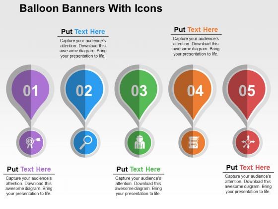 Balloon Banners With Icons PowerPoint Template