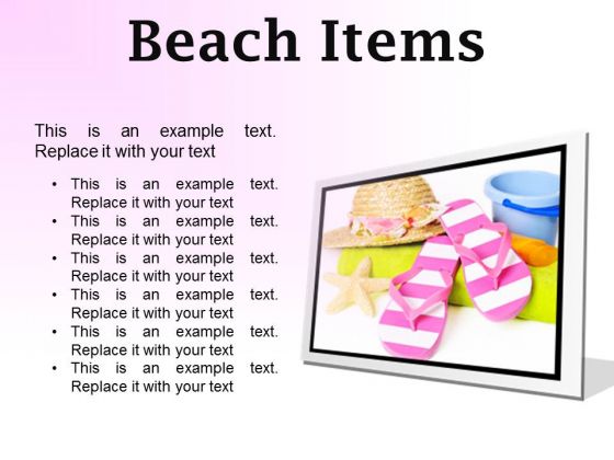 Beach Items Holidays PowerPoint Presentation Slides F
