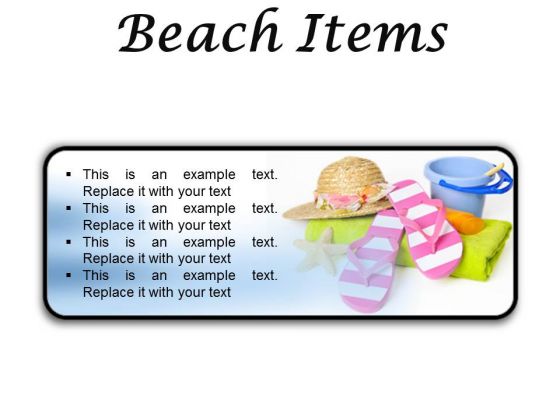 Beach Items Holidays PowerPoint Presentation Slides R