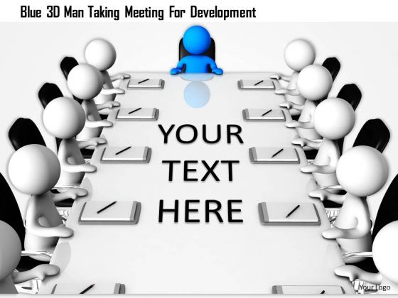 Blue 3d Man Taking Meeting For Development