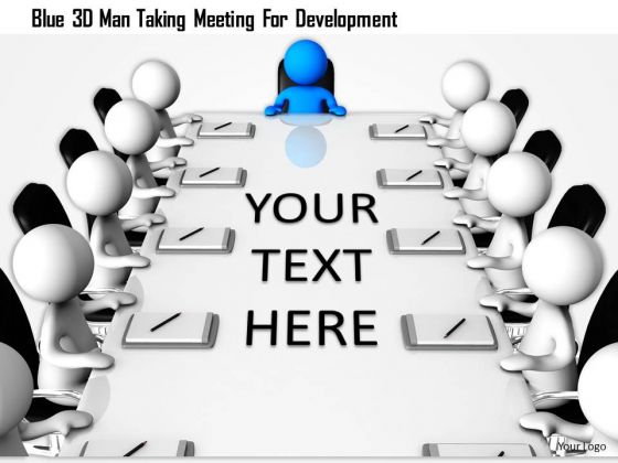 Blue 3d Man Taking Meeting For Development Blue 3d Man Taking Meeting For Development